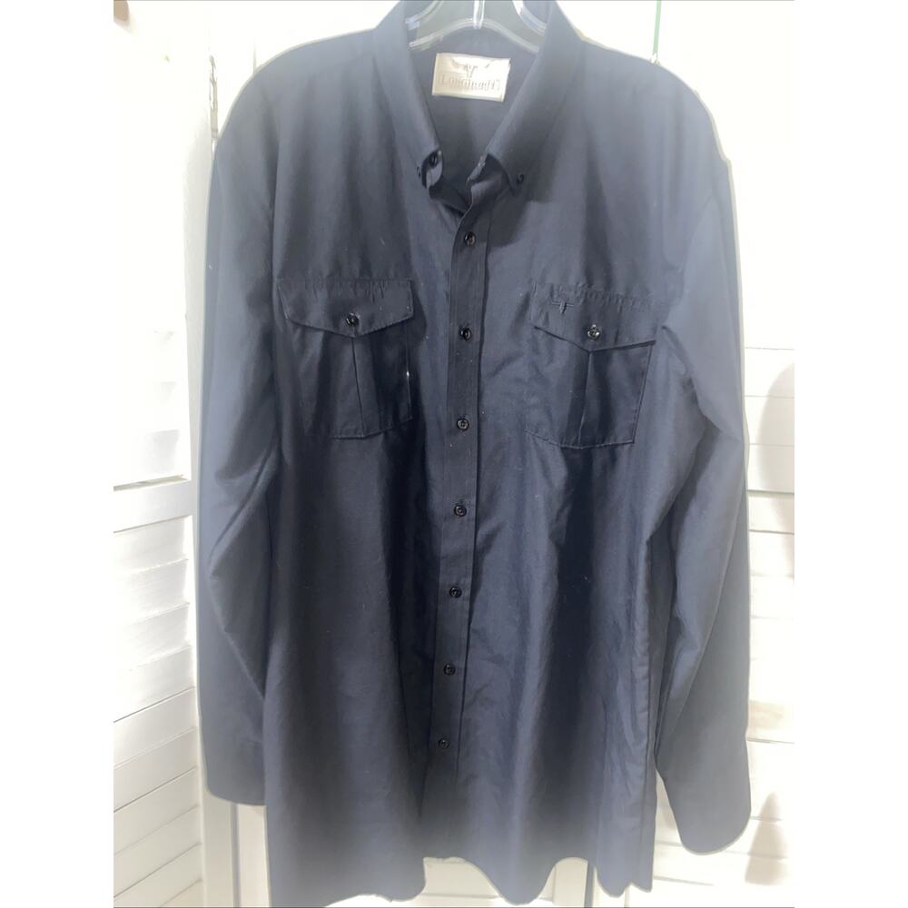Vtg Longhorn River Western Wear Black Button Shirt Cowboy Rodeo Western Men XL